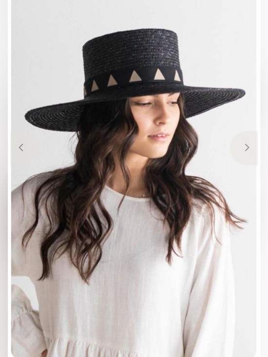 GIGI PIP Accessories - GIGI PIP Black Straw Wide-Brim Hat with Triangle Accent